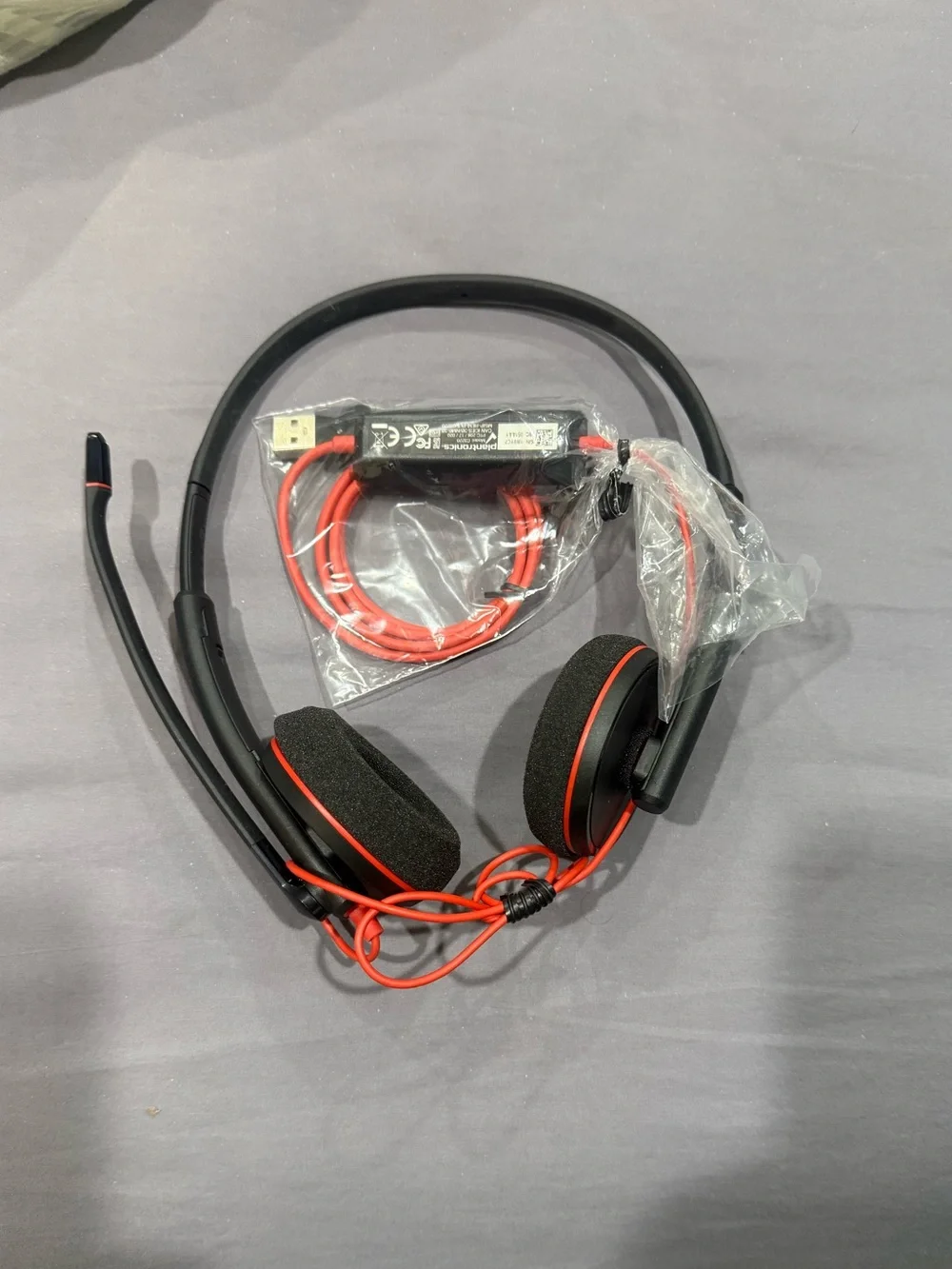 Wired On-Ear Headset with Microphone - Black & Red